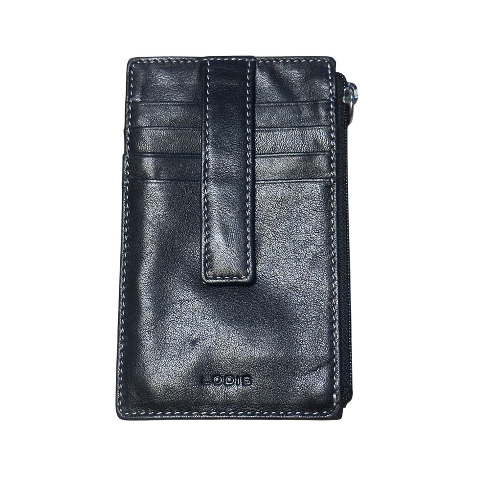 Lodis Black Leather Zip Card Case Wallet Slim Minimalist Card Holder